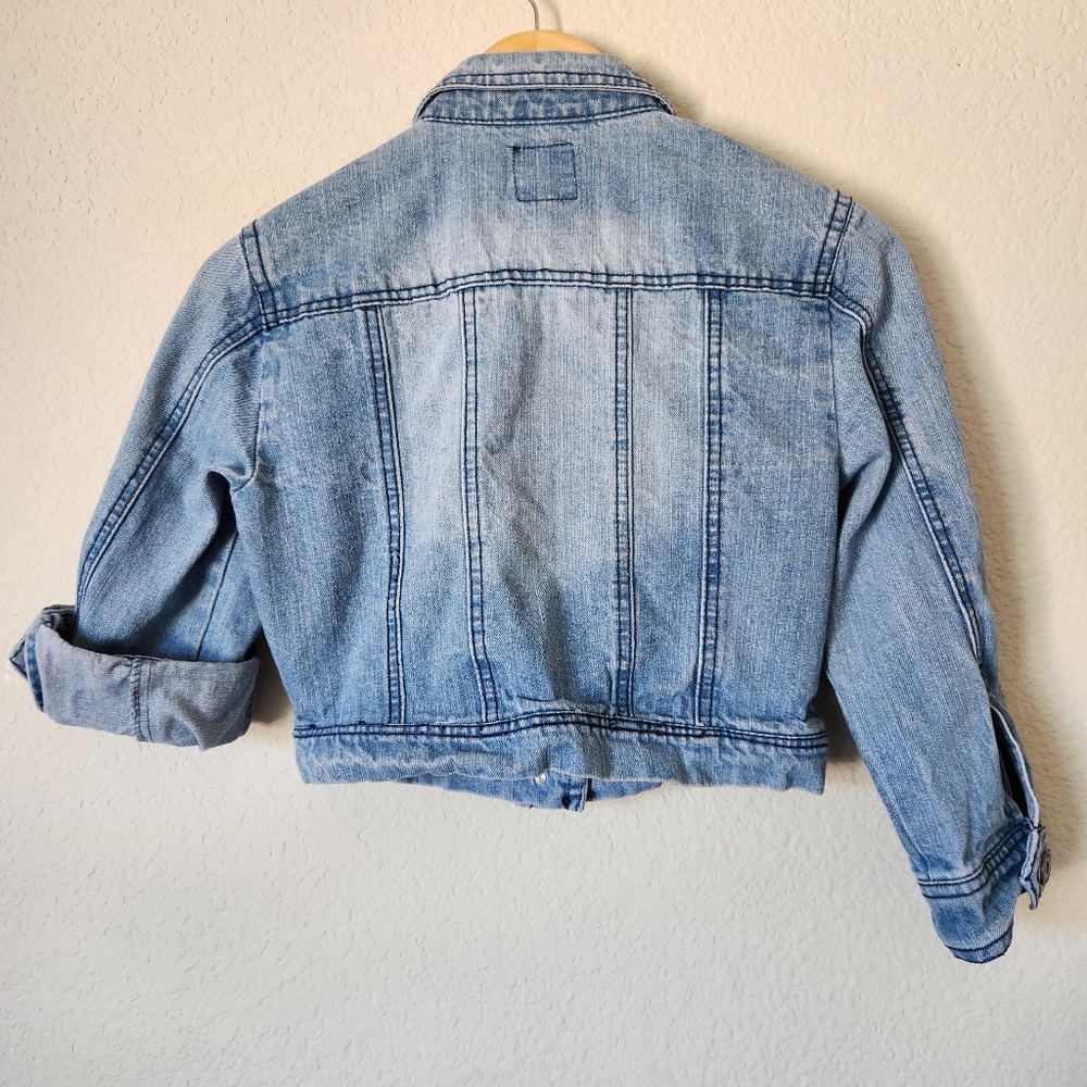 Girl's Highway Jeans Light Wash Jean Jacket Roll Up Sleeves Size S - Picture 6 of 9